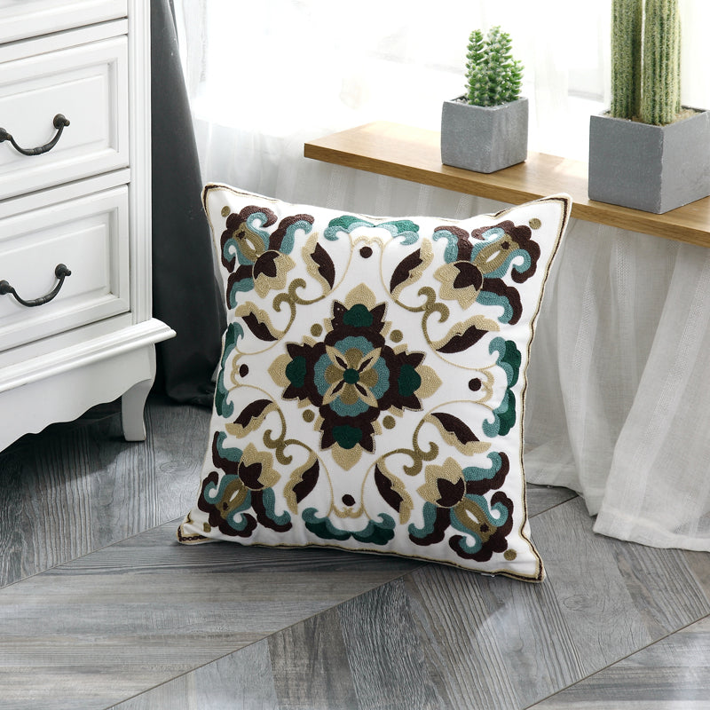 Embroidered Cotton Pillow Cushion Cover