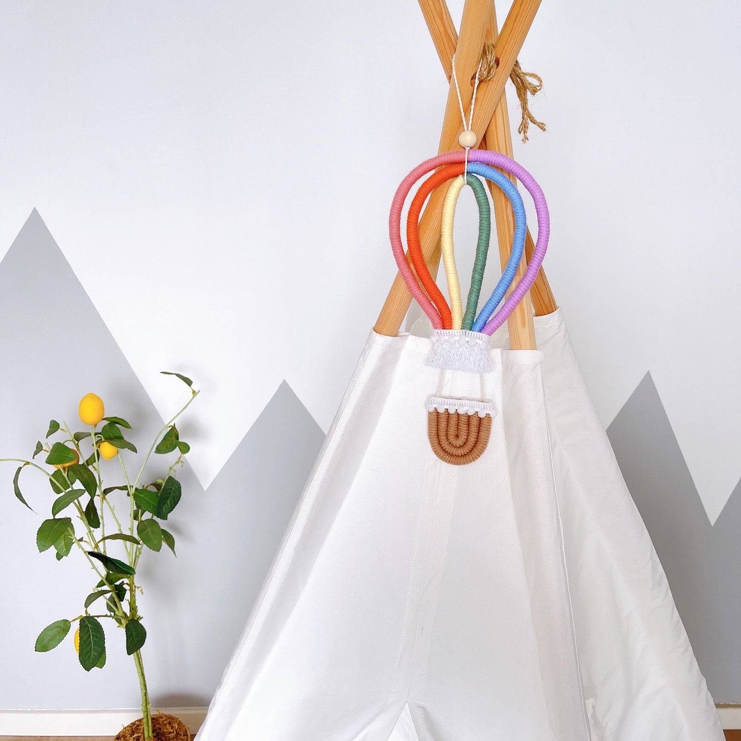 Scandinavian Woven Hot Air Balloon Wall Ornament