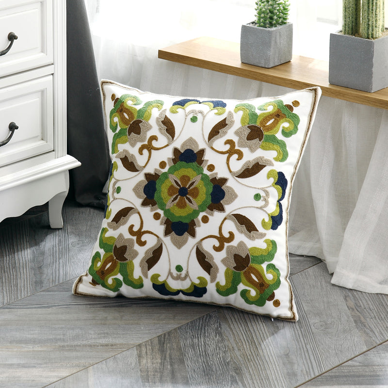 Embroidered Cotton Pillow Cushion Cover